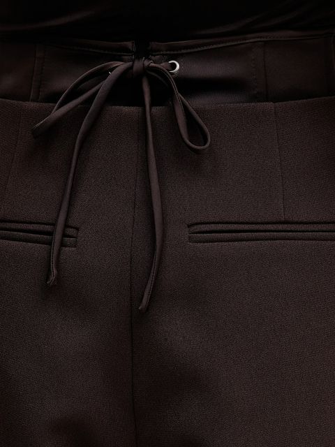 Rotate spodnie damskie kolor brązowy szerokie high waist 1149412910