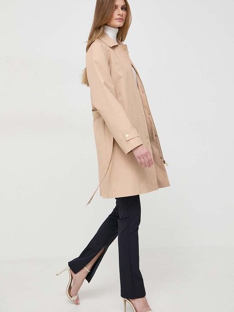 MICHAEL Michael Kors płaszcz bawełniany kolor beżowy przejściowy