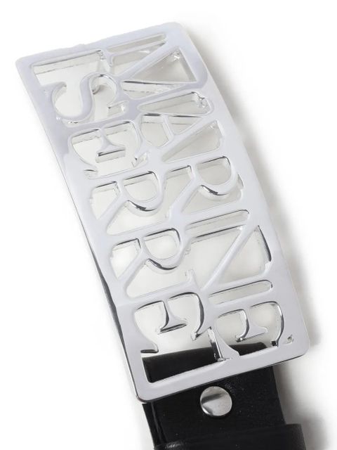 Marine Serre logo-buckle leather belt - Black - zdjęcie produktu nr 2