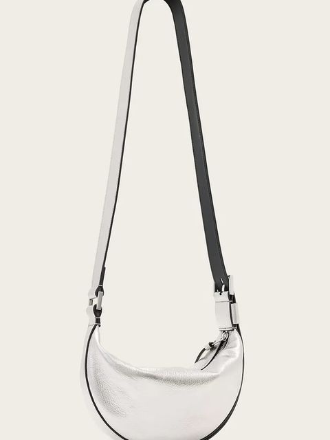 AllSaints torebka skórzana HALF kolor srebrny W393XC