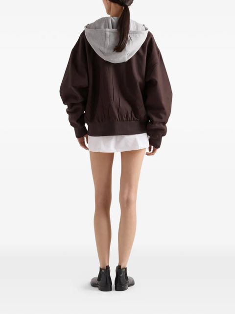 Prada hooded rush-stitch jacket - Brown - zdjęcie produktu nr 2