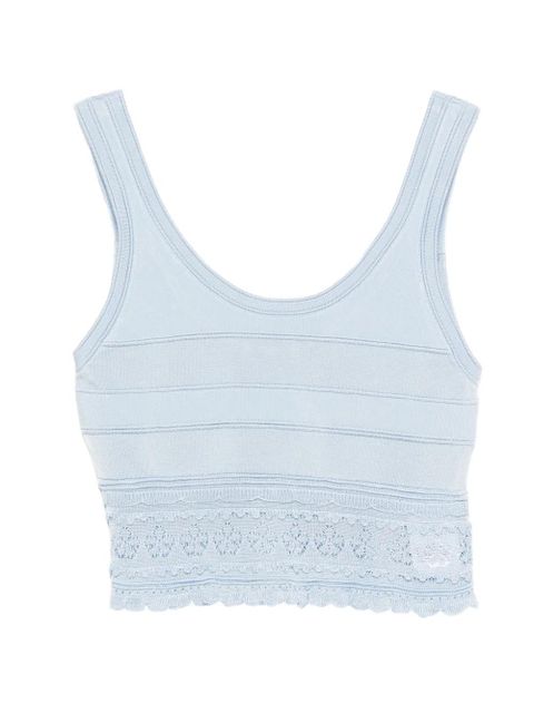 SANDRO lace trim crop tank top - Blue - zdjęcie produktu nr 1