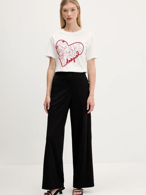 Desigual t-shirt bawełniany ROMA damski kolor biały 25WWTK50