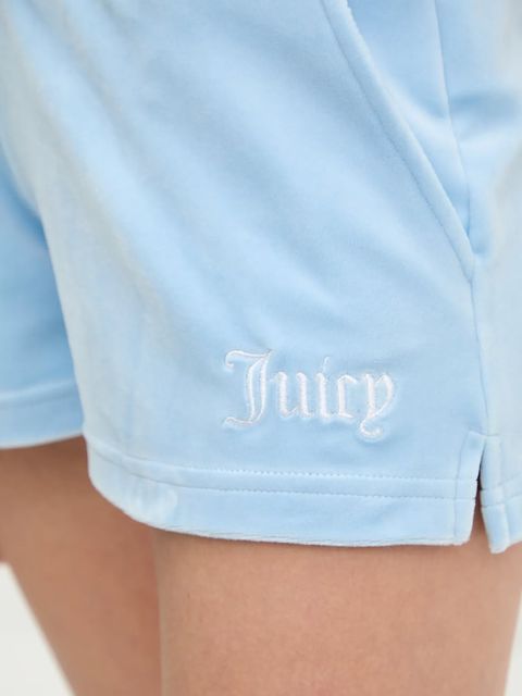 Juicy Couture szorty VELOUR STRIPE BOOTY SHORT damskie kolor niebieski wzorzyste high waist JCWHS225354 - zdjęcie produktu nr 2