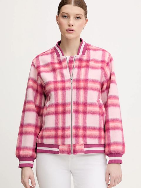United Colors of Benetton kurtka bomber z dodatkiem wełny kolor różowy przejściowa 20G9DN08S - zdjęcie produktu nr 1