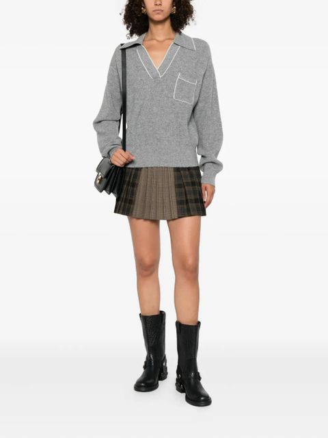 SANDRO polo-collar patch-pocket jumper - Grey