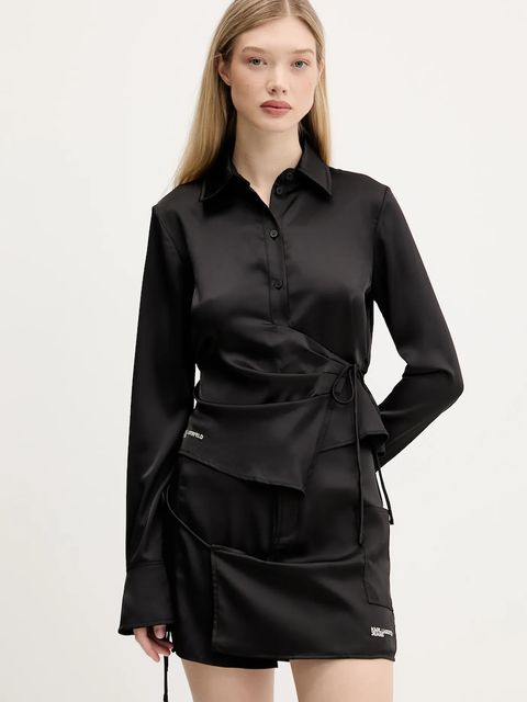 Karl Lagerfeld Jeans koszula damska kolor czarny regular z kołnierzykiem klasycznym A3W11008 - zdjęcie produktu nr 1