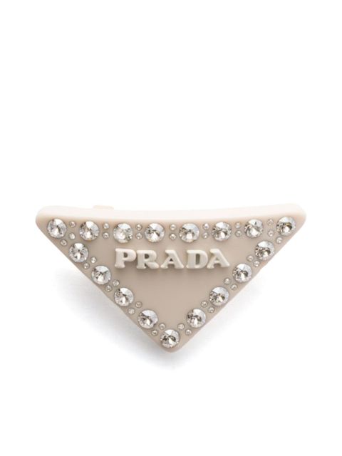 Prada triangle-logo hair clip - Neutrals - zdjęcie produktu nr 1