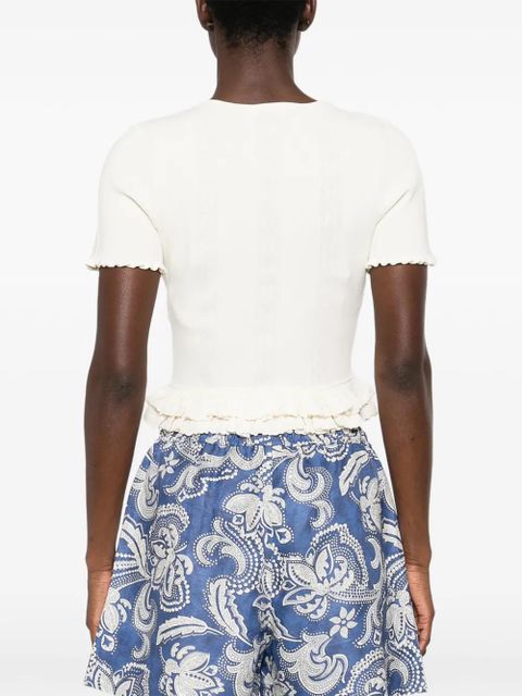 SANDRO ruffled buttoned cardigan - Neutrals