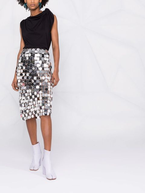 Rabanne mirror-effect sequin midi skirt - Grey - zdjęcie produktu nr 2