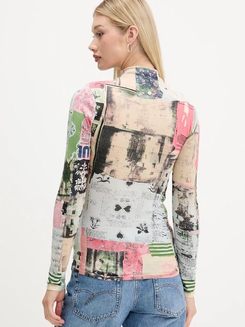 Desigual sweter MONTREAL damski kolor beżowy lekki z półgolfem 25WWJF39