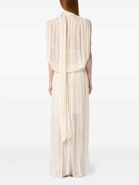 Blumarine pleated sleeveless maxi dress - Neutrals
