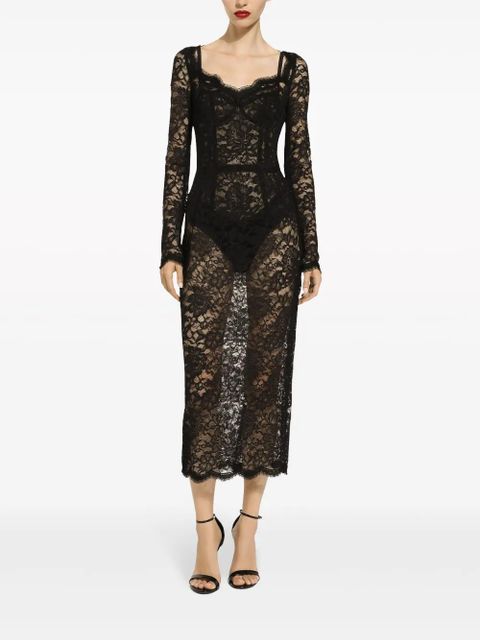 Dolce & Gabbana semi-sheer lace midi dress - Black