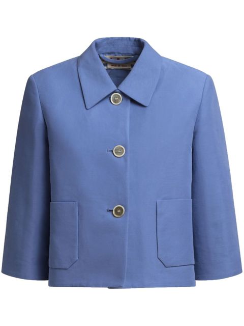 Marni cotton cropped jacket - Blue - zdjęcie produktu nr 1