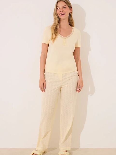 women'secret piżama bawełniana damska kolor żółty bawełniana 3599231 - zdjęcie produktu nr 1