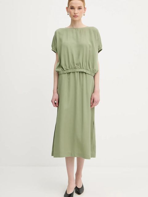 United Colors of Benetton spódnica kolor zielony midi rozkloszowana 4NPHD004S