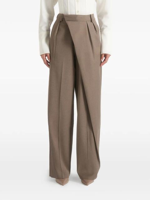 Manière De Voir Colette wrap-front pleated tailored trousers - Brown