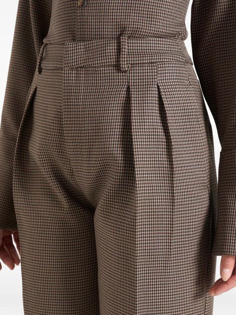 Manière De Voir houndstooth pleated tailored trousers - Brown