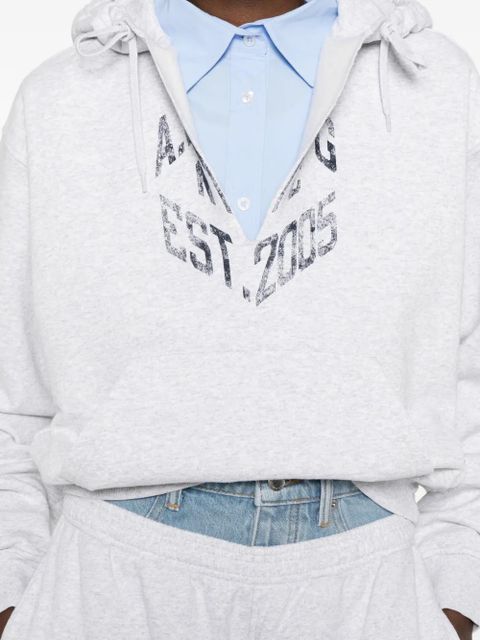 Alexander Wang logo-print cropped hoodie - Grey