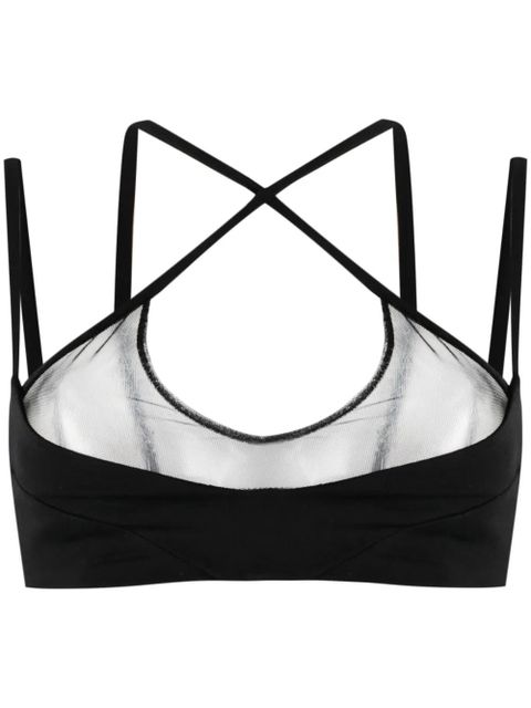 The Attico mesh-panel criss-cross bralette top - Black - zdjęcie produktu nr 1