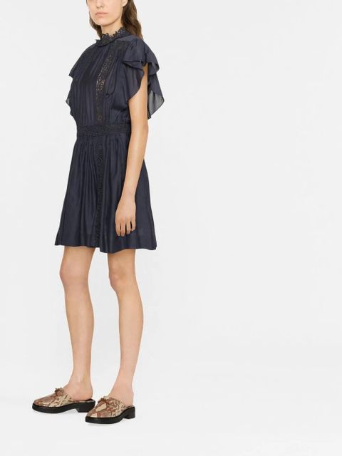 MARANT ÉTOILE lace-panel short-sleeve dress - Blue
