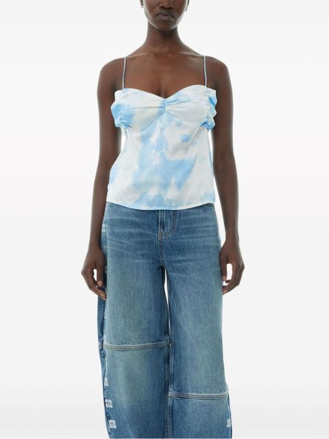 GANNI tie-dye satin top - Blue