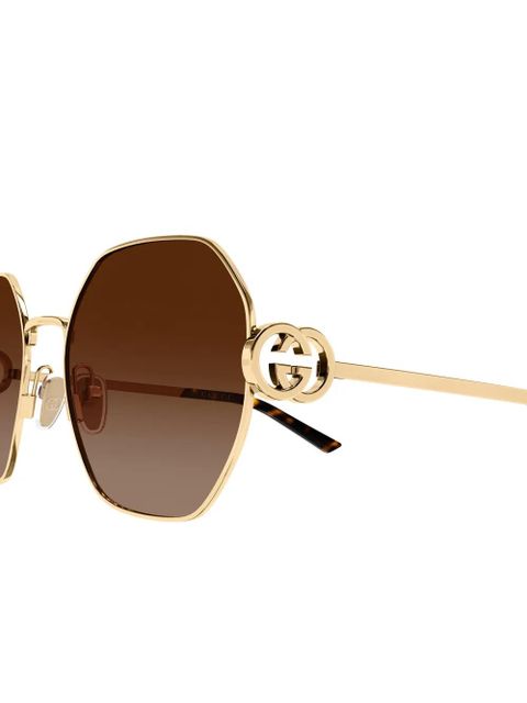 Gucci Eyewear interlocking G geometric-frame sunglasses - Gold