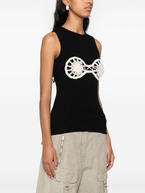 Magda Butrym floral-appliqué ribbed tank top - Black