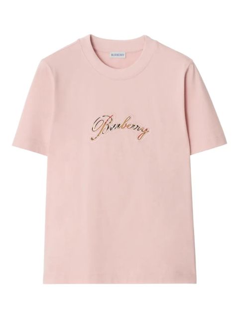 Burberry cursive logo cotton t-shirt - Pink - zdjęcie produktu nr 1