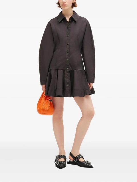 GANNI button-down ruffled dress - Brown