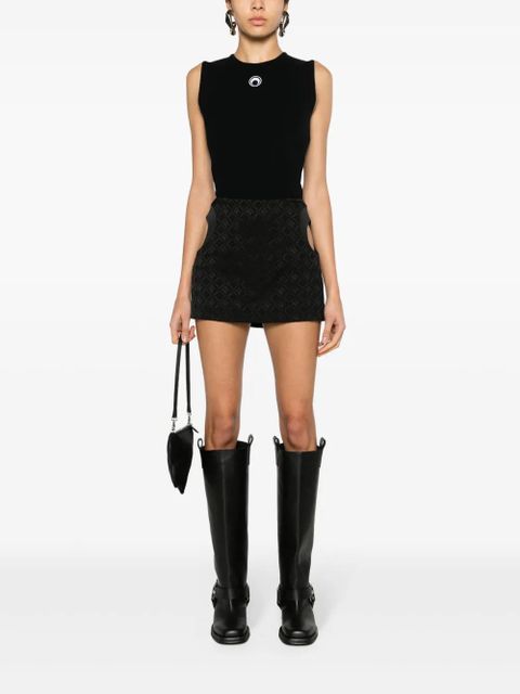 Marine Serre Crescent Moon-embroidered tank top - Black - zdjęcie produktu nr 2