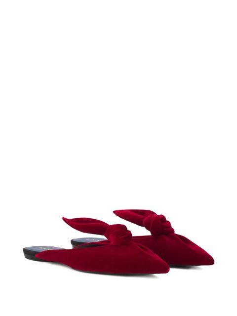 Lanvin knotted velvet-texture mules - Red