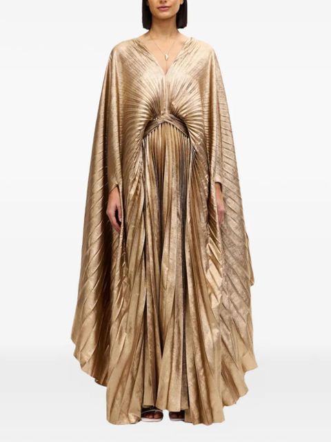 Acler Anslow pleated V-neck maxi dress - Gold - zdjęcie produktu nr 2