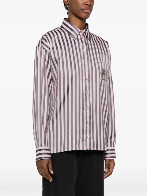 ETRO Pegaso-embroidered striped shirt - Pink