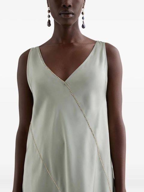 Jil Sander crystal-embellished V-neck top - Green - zdjęcie produktu nr 2