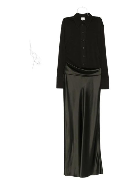 Nanushka satin-paneled asymetrical maxi dress - Green