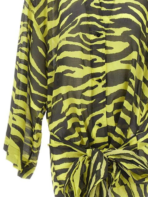 The Attico zebra-print wrap-style dress - Yellow