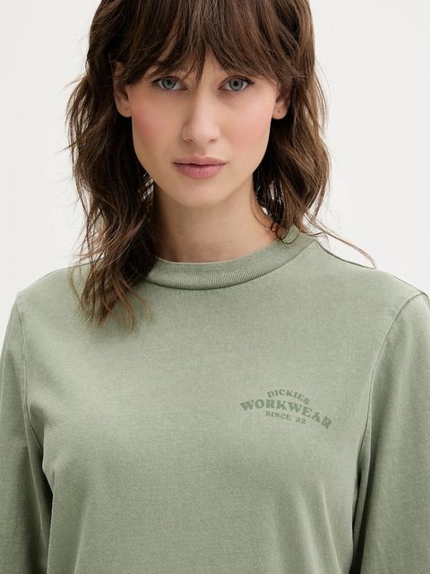 Dickies longsleeve bawełniany kolor zielony DK0A87Q6 - zdjęcie produktu nr 2