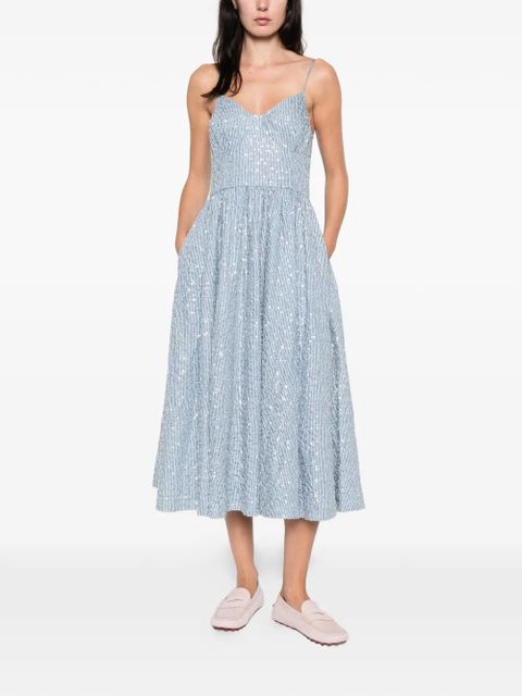 SANDRO striped-pattern sequin-detail midi dress - Blue - zdjęcie produktu nr 2