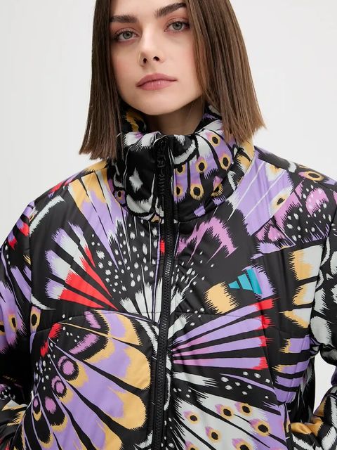 adidas kurtka x Farm Rio kolor czarny zimowa oversize JL8611