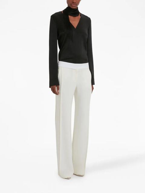 Victoria Beckham panel-detail textured trousers - White