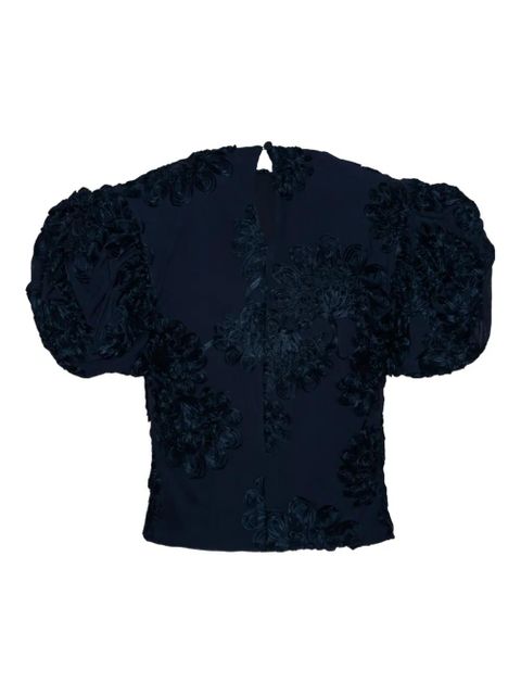 ROTATE BIRGER CHRISTENSEN floral-embellished puff-sleeve top - Blue
