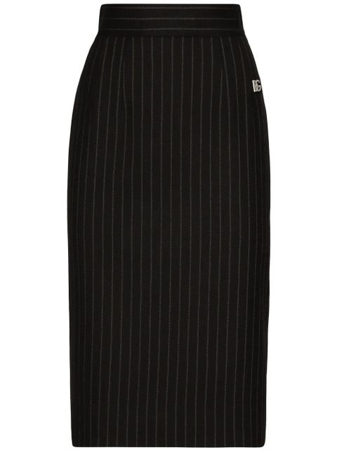 Dolce & Gabbana virgin wool-blend pinstripe midi skirt - Black - zdjęcie produktu nr 1