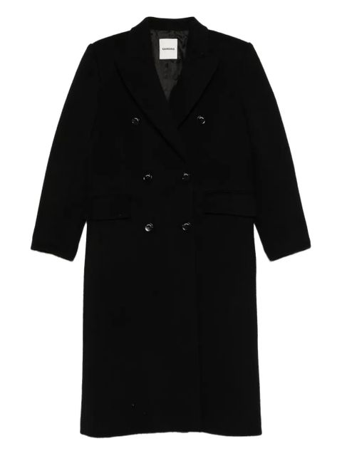 SANDRO wool-blend double-breasted coat - Black - zdjęcie produktu nr 1