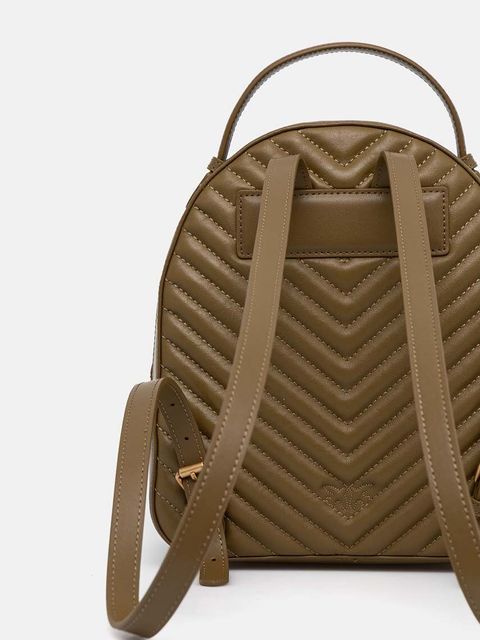 Pinko plecak skórzany damski kolor brązowy mały z aplikacją