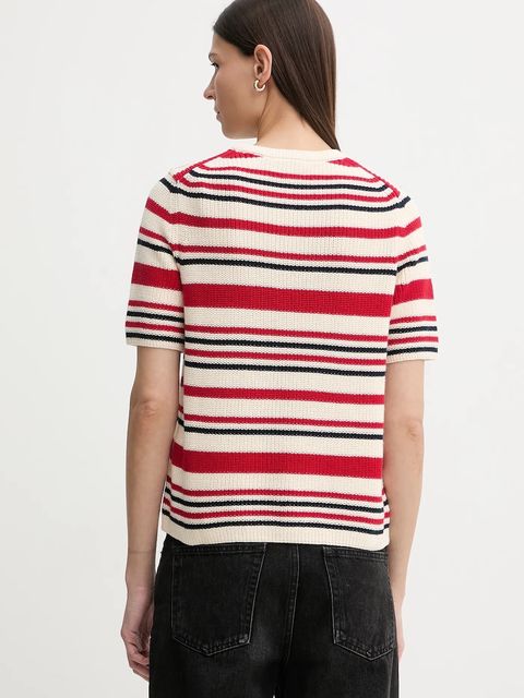 Tommy Hilfiger t-shirt bawełniany damski kolor czerwony WW0WW48793 - zdjęcie produktu nr 2