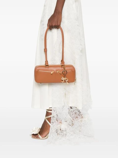 Self-Portrait crystal-embellished tote bag - Brown