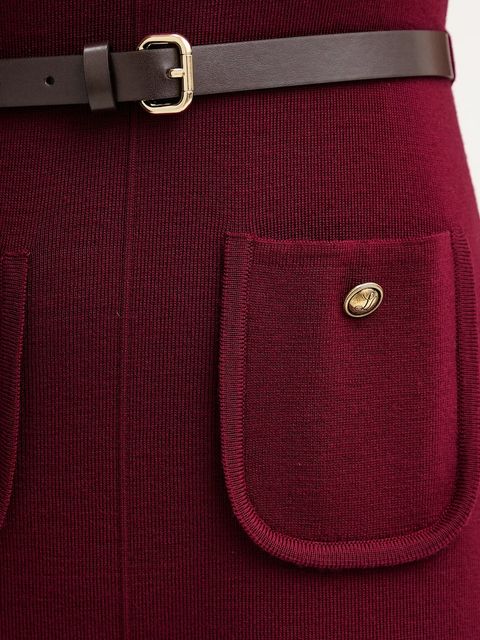 Luisa Spagnoli sukienka wełniana kolor bordowy midi rozkloszowana 100242