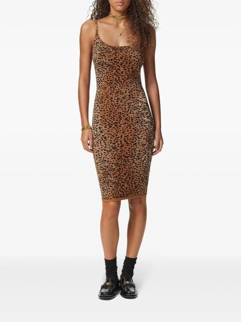 Versace leopard-jacquard midi dress - Brown