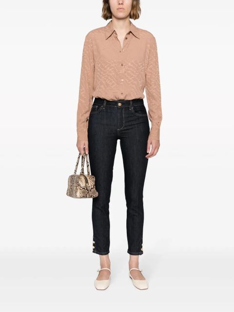 PINKO logo-print satin-finish shirt - Neutrals - zdjęcie produktu nr 2